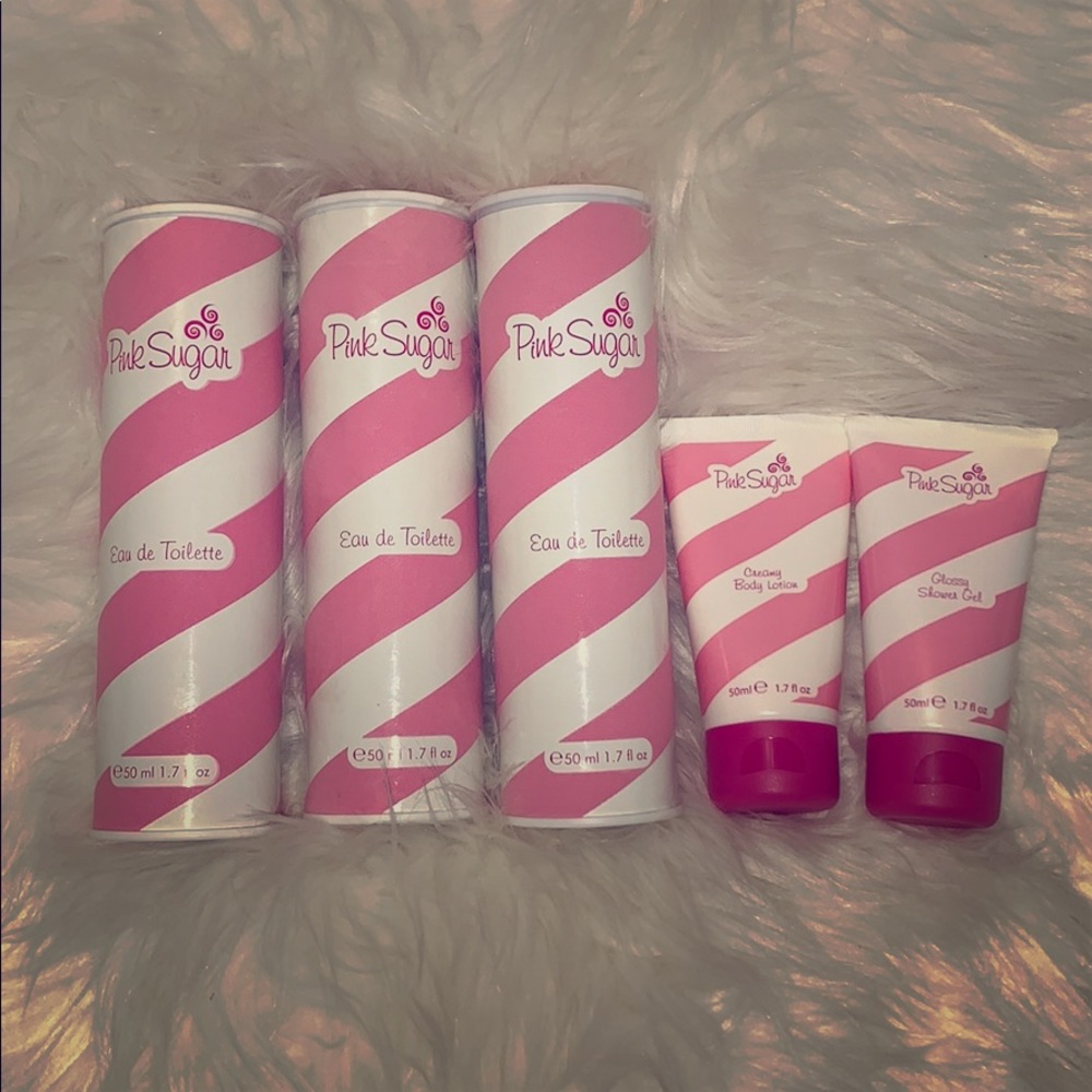Three Pink Sugar Perfumes + shower gel & lotion